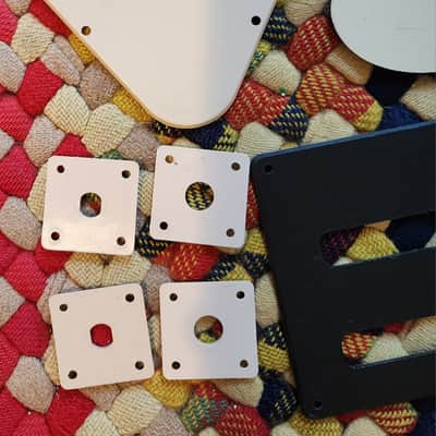 Epiphone Repairman Special - 12 pieces - Cream Black Back Plates Input Jacks Pickguard Floyd Rose Jackson ESP image 7