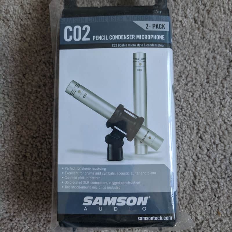 [Unopened] Samson C02 Stereo Pair Condenser Microphones w/ Carrying Case & Shock Mounts image 1