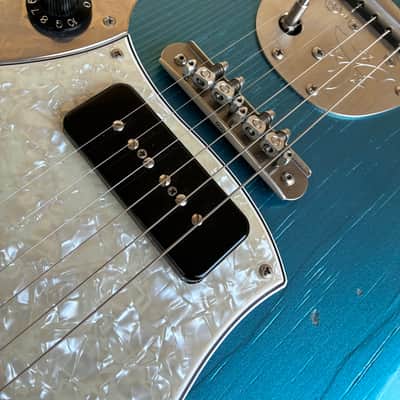 YouTube Vid in description Novo Serus J Lake Placid Blue over 64 sunburst binding electric guitar p90 case image 18
