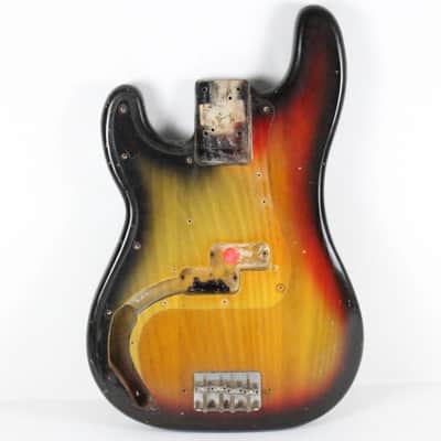 1977 Vintage Fender Precision Bass Lefty Sunburst Ash BODY Left-Handed 1970s USA PBass w/Original Bridge image 1