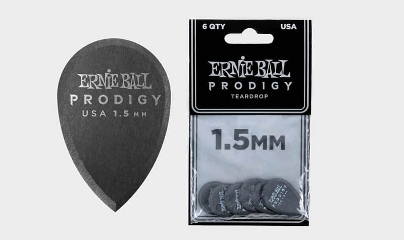 1.5mm Black Teardrop Prodigy Picks 6-Pack Precision Machined High-Density Non-Slip-Textured Delrin Sharp-Attack Design image 1