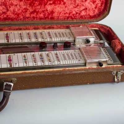 National  Grand Console Model 1050 Double Eight Lap Steel Electric Guitar (1949), ser. #V15591, original brown hard shell case. image 10