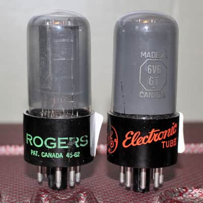 MARCONI 6V6GT VT107 PERFECT MATCH PAIR RCA CLONE BLACK PLATE GRAY GLASS D GETTER TEST NOS++ MINTY VINTAGE 1960'S image 1