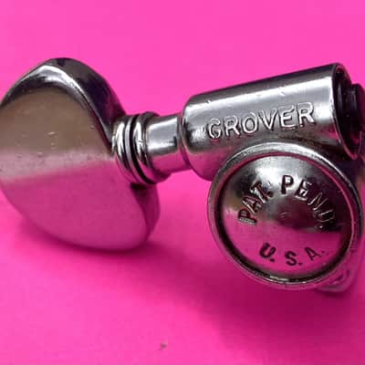 Grover- Pat. Pend tuner,  treble side, chrome, VINTAGE image 1