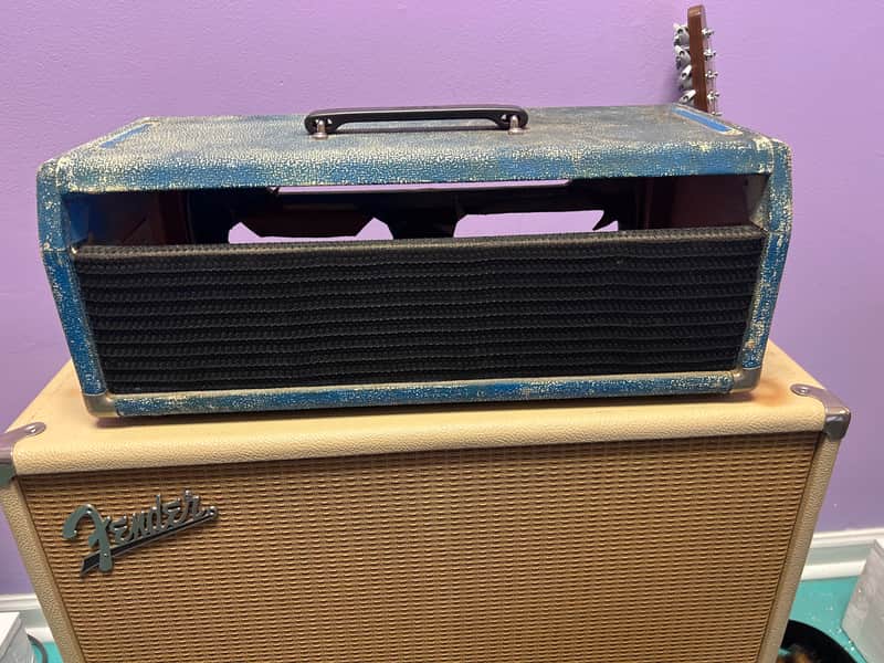 Fender Head Cab Bassman Amp  1961, 62,63  - Blonde / Smurf Blue image 1