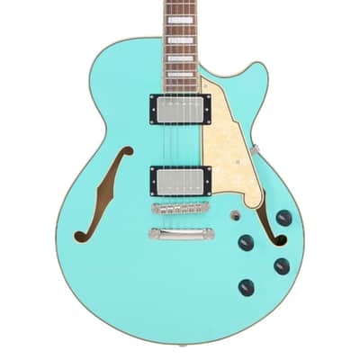 D'Angelico Premier SS Single Cutaway Semi Hollow Body Electric Guitar Surf Green image 4