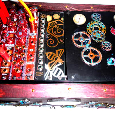 Synth Portal Steampunk Modular Powered Synthesizer-no modules 2025 - Wood/black & bronze image 16