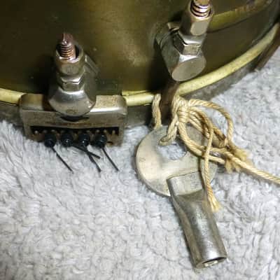Vintage 1920s Harmony made Montgomery Ward Metal Shell Banjo Ukelele Original Gold Paint,Tuners, Nut, Top Skin Head, Adjustment Key, Banjo Uke image 11