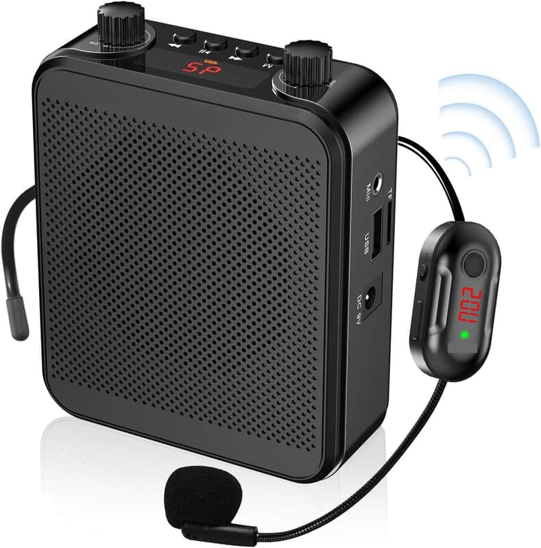 30W Portable Voice Amplifier with Wireless Microphone Headset, 2800mAh Rechargeable PA System Speaker Personal Microphone Speech Power Amplifiers Loudspeaker for Teachers/Metting/Tour Guide image 1