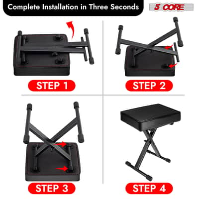 5 Core Keyboard Bench 3 Inch Padded Piano Stool Adjustable 20.5" Guitar Seat Heavy Duty Portable image 11