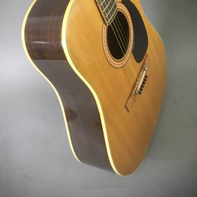 1970s Vintage Aria No. 796 MIJ Natural Acoustic Dreadnought Guitar Rare Matsumoku Pearl Block Inlays image 10