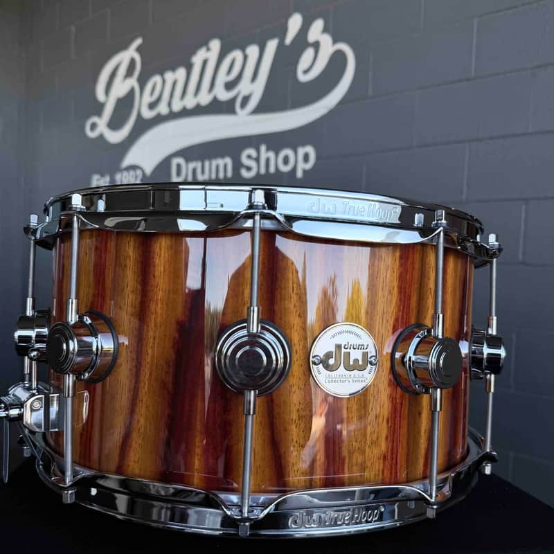 ~WOW!~ DW Collector's Series SSC Pure Maple 7x14 Snare Drum in Citrus Gloss Lacquer over Exotic Candy Stripe Padauk with Chrome Hardware image 1