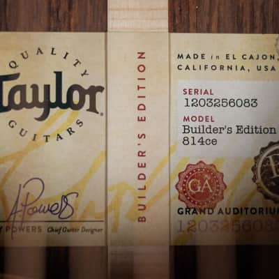 Taylor Builder's Edition 814ce Acoustic/Electric Guitar - Adirondack Spruce with Deluxe Hardshell Case image 14