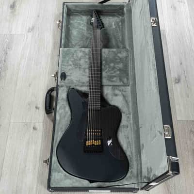 ESP LTD AW-XJ7 Baritone EverTune 7-String Guitar, Macassar Ebony Fretboard, Black Open Grain Satin image 10