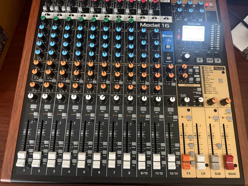 TASCAM Model 16 Multitrack Recorder / Mixer / Audio Interface 2019 - Present - Black with Wood Cheeks image 1