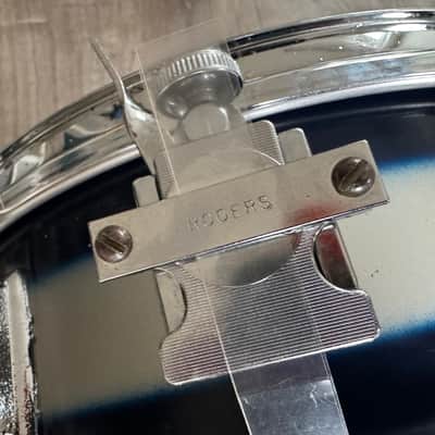 Rogers 1960s Cleveland Tag Covington Era Luxor Snare Drum 5x14 Blue And Silver Duco Multi Color image 6