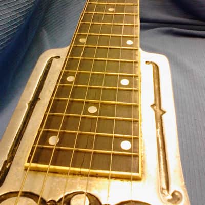 Dobro Cast aluminum lap steel 1930's black & raw aluminum image 6
