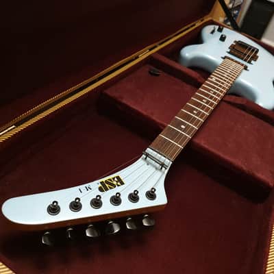 RARE Vintage ESP M-I 1988 Ice Blue Banana Hockey Stick Kramer Van Halen Headstock MIJ Super Strat image 6