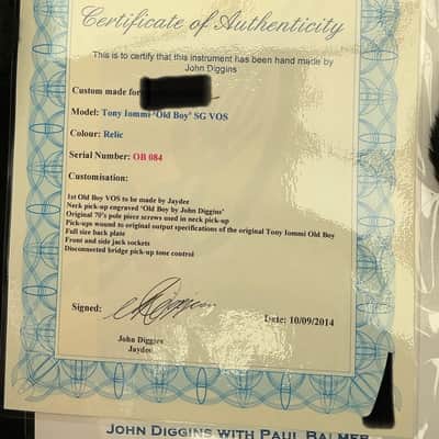 2014 Tony Iommi Black Sabbath John Diggins Relic Old Boy SG First ever made VOS! image 19