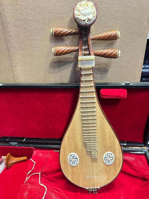 Vintage Chinese Yueqin Moon Lute 4-String w/ Case & Accessories – Traditional Folk Instrument image 1