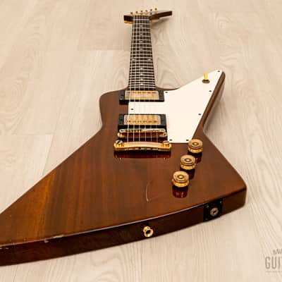 1990s Burny REX-80 Explorer Vintage Electric Guitar Walnut w/ Case, Japan Fernandes image 10
