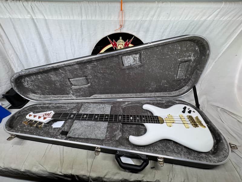 Alembic Elan 4-string Bass with Case - White (likely re-fin'd) image 1