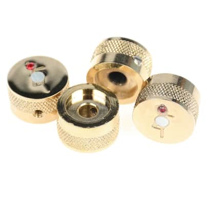 Gretsch Jewel G Logo 1/4" Solid Shaft Guitar Knobs, (4) Gold 922-1026-000 image 3