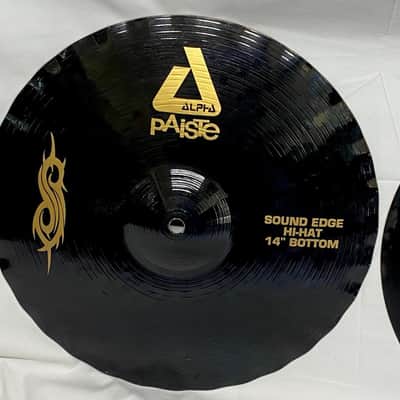 Paiste 14" Black Alpha Slipknot Edition Sound Edge Hi-Hat Cymbals (Pair) 2008 - 2016 - Black with Bronze Graphics image 2