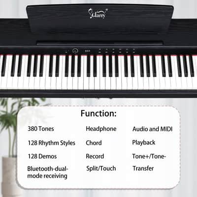 Glarry 88-Key Home Full Weighted Keyboards Hammer-action Keyboard Digital Piano - Black image 5