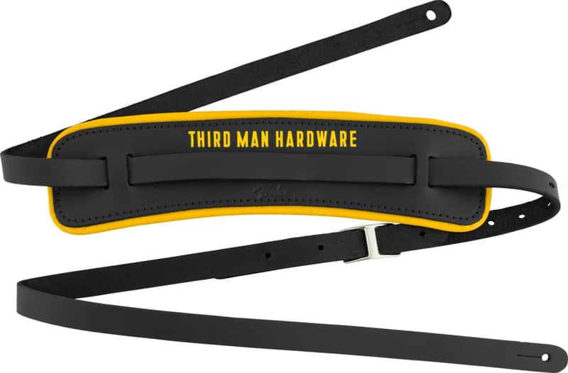 Genuine Fender x Third Man Hardware Leather Strap, Black/Yellow image 1