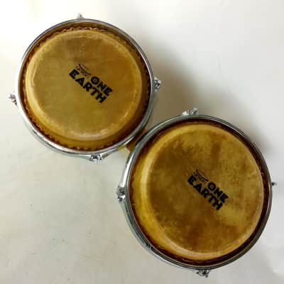 Union "One Earth" Stave Shell Bongo Drums 6" 7" Natural Hide Skin Heads image 7