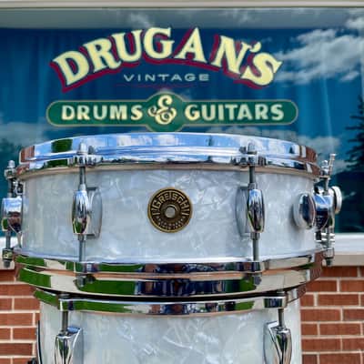1960s Gretsch Progressive Jazz Drum Set White Marine Pearl 20/12/14 w/ 4x14 Snare image 12