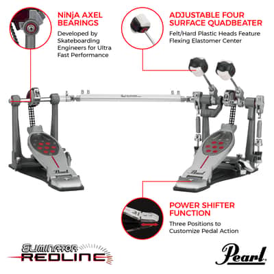 Pearl Eliminator Redline Chain Drive Double Bass Kick Drum Pedal P2052C | NEW | WorldShip | Auth Dealer image 2