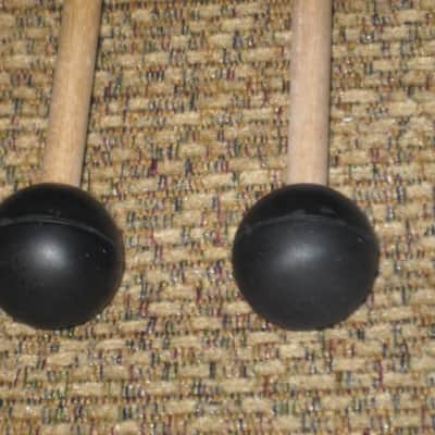 ONE pair new old stock (with packaging) Malletech NR36B Xylo/Bell Mallets - Natural Rubber, Very Hard, 1 & 1/8" Round Black Heads // Birch Handles (from around 2019) Made in USA image 4