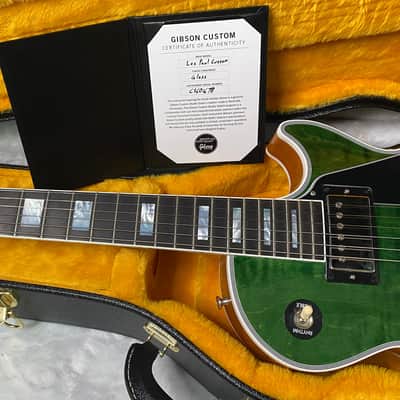 NEW! Gibson Dealer Select Custom Shop Les Paul Custom AAA Figured Flame Top - Transparent Green / Natural Back - Authorized Dealer - WOW! Only 8.7 lbs - G07689 image 13