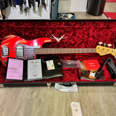 Fender Custom Shop Limited `62 Precision Bass Relic Aged Candy Apple Red image 4