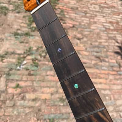 Striped Ebony Fretboard 22frets 5a Roasted flame Maple guitar neck Radius 12inch Round stainless steel 22 frets Roasted flame Maple guitar neck Striped Ebony fingerboard 25.5inch hole 10mm Radius: 12 inches. image 6