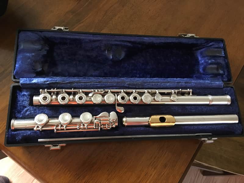 Emerson ELD Sterling Silver USA Flute with open holes, B-foot inline G and gold plated lip image 1