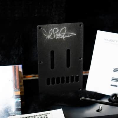 Ernie Ball Music Man John Petrucci Majesty 7 – 2015 – Silver Lining – Excellent Condition – Complete Case Candy – Signed Backplate image 4