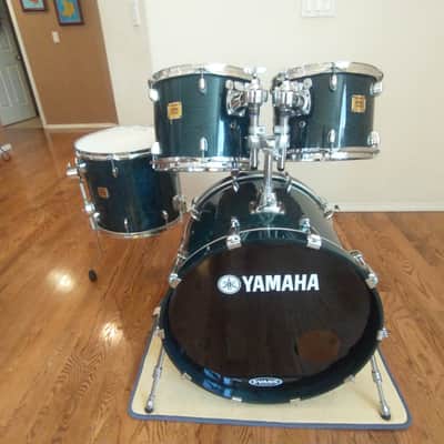 Yamaha Oak custom drums made in Japan uzikuri emerald lacquer pro heads excellent image 1