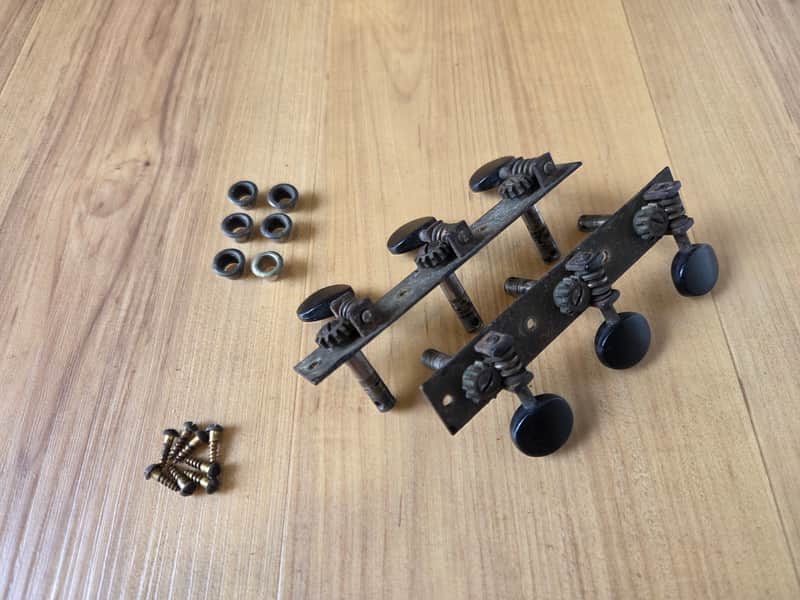 Set of Vintage 1930's Waverly Open Back Guitar Tuners w/ Mounting Screws, Ferrules! image 1