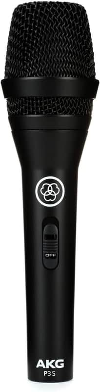 AKG Pro Audio P3S High-Performance Cardioid Dynamic Vocal Microphone with On/Off Switch, XLR Connector, Professional Studio & Live Performance Cardioid Mic for Live Vocals, and Recording, Black image 1