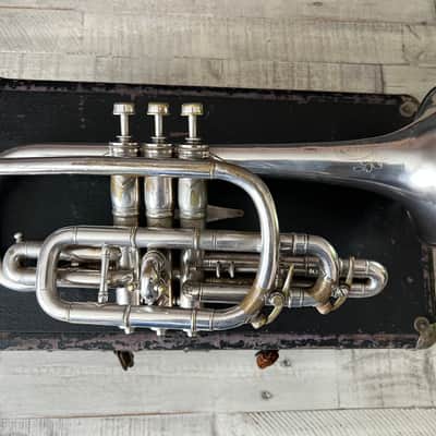 J.W. York & Sons “Professional” Cornet — circa 1908 — Silver Plate — Grand Rapids, MI — w/ Original Case, Lyre & Mouthpiece image 19