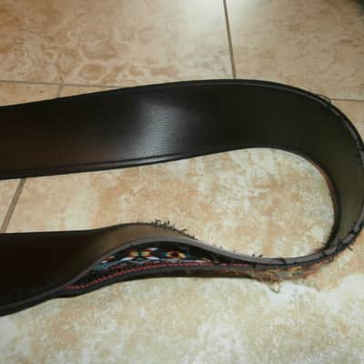 Vintage 1960's Ace-Style Guitar Strap! Grey, Yellow, Red Pattern! Metal Buckle! image 6