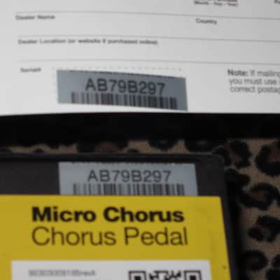 very lightly handled / mostly very clean MXR EMPTY BOX for M148 Micro Chorus Reissue (NO pedal) +original Instructions, original Warranty/Registration & MXR Quick Guide (2010s-2020s) BOX: black cardboard w/silver color MRX logo / LABELS yellow & black image 4