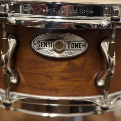 **Rare** Pearl Sensitone 15x5 African Mahogany Baritone Snare - Natural Mahogany Satin image 3