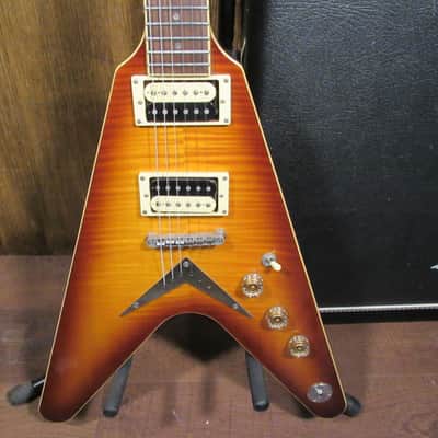 Dean Flying V Amber Burst Flame Maple Made in Korea With Original Hard Case image 1
