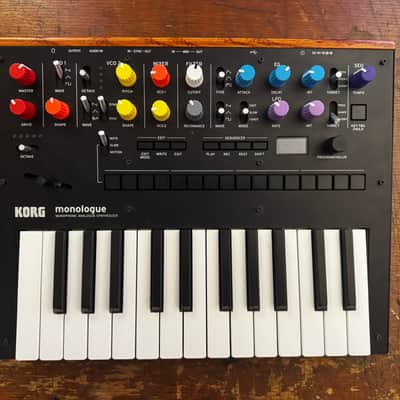 Title: Korg Monologue Black Monophonic Analog Synthesizer w/ DJTechTools Chroma Caps, Original Knobs & PSU image 2