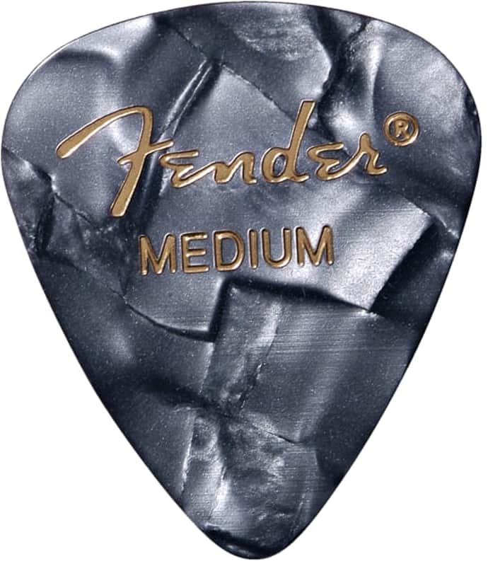 Fender Premium Celluloid 351 Shape Picks, Medium, Black Moto, 12-Pack image 1