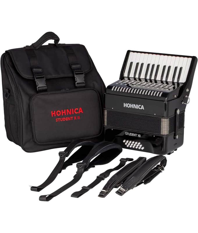 Hohnica Student XII 26 Treble/18 Bass Piano Accordion - Black image 1